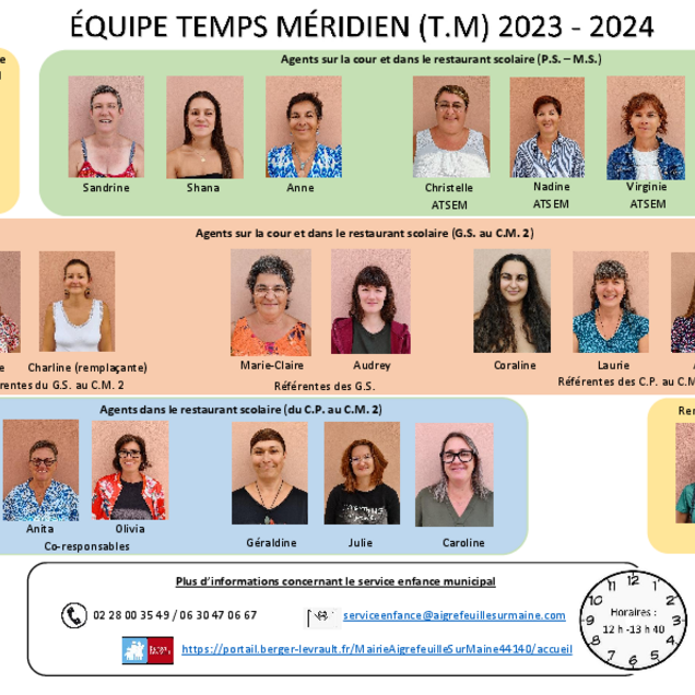Équipe temps méridien (T.M.) 2023-2024